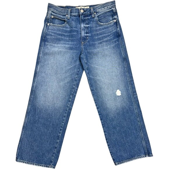 AMO Billie Warmth Mid Wash Distressed Cropped Jeans - Picture 4 of 9